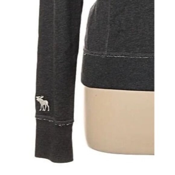 Vtg Y2K Abercrombie Gray Faux Fur Trim Hoodie Jacket | Grunge Streetwear Preppy - Picture 7 of 10